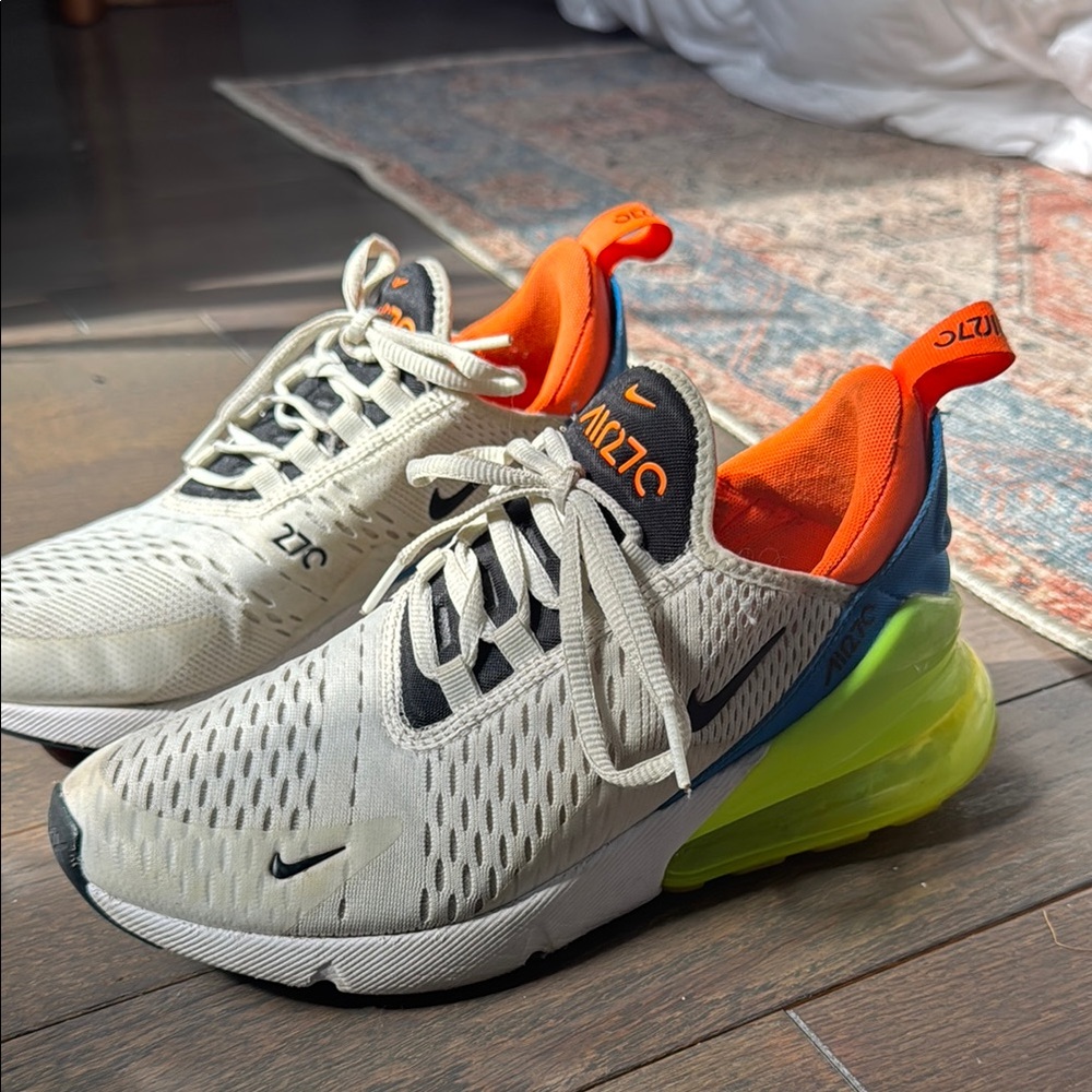 Nike White, Blue, Green, and Orange Sneakers Air Max 270